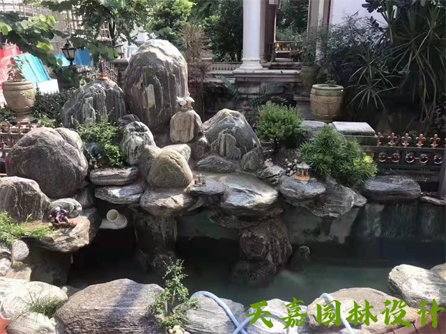 杭锦假山流水喷泉鱼池制作